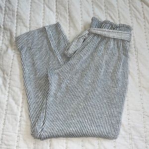 Grey and white striped pants